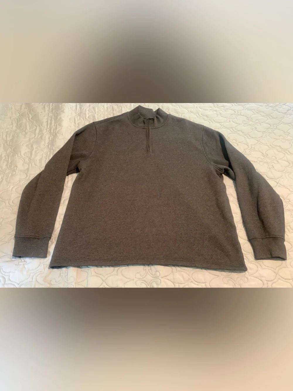 George Men’s Quarter Zip Pullover Sweater Fleece Lined Charcoal Gray Large 42-44